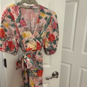 Old Navy Floral Wrap Dress with Cutout